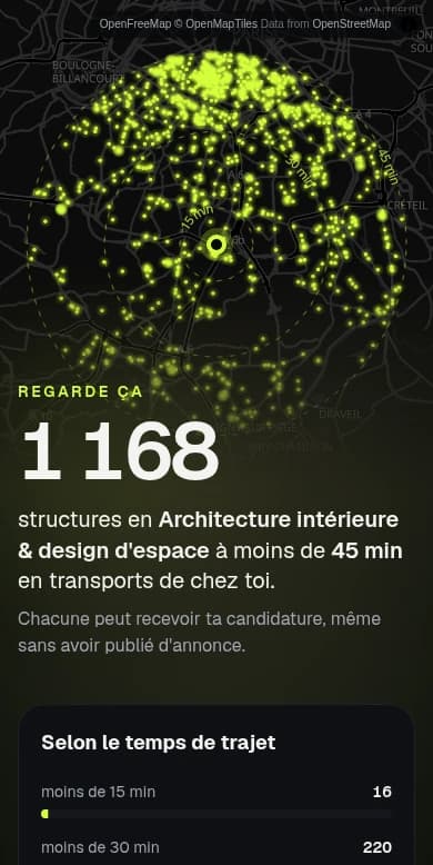 Le radar d'Alterno sur téléphone
